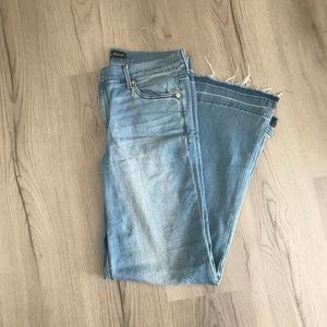 Express Mid Rise Wide Leg Distressed Flare Jeans